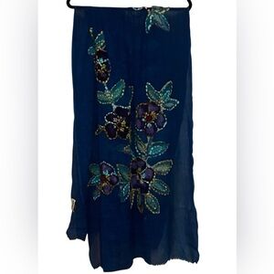 Signals Exclusive Floral Wool Sheer Accent Scarf Blanket